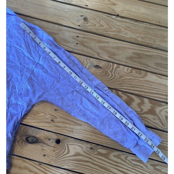 Susan Graver Pure Linen Shirt Petite Large LP Women’s Purple Button Front - Picture 7 of 7